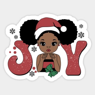 Black Girl Santa Hat Christmas Joy Sticker